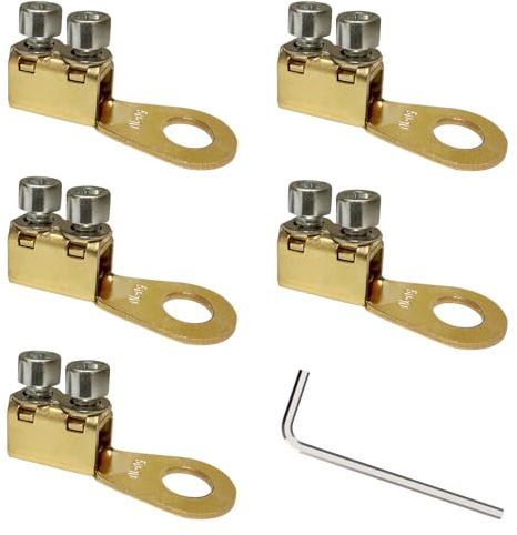 GKG 5Pcs 8-1/0AWG - 3/8 Battery Cable Lug Copper Wire Ring Terminals