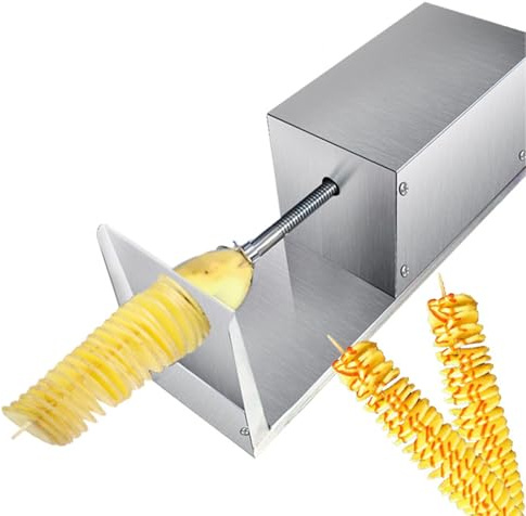 SgyGlyn Affettatrice elettrica a Spirale per Patate Commerciale, Macchina per Patate Tornado in Acciaio Inossidabile per Cucina Domestica, 10 Secondi per Torsione, Taglio Uniforme da 1-2 mm