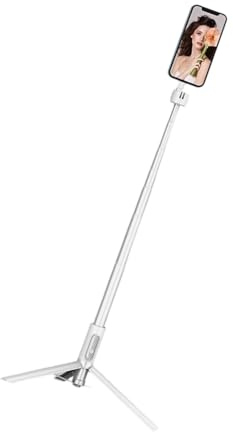 Perche à selfie rotative à 360°, deux bases renforcées, capacité de 3 kg, coussinet en silicone antidérapant, alliage d'aluminium, bâton de voyage pour vloggings