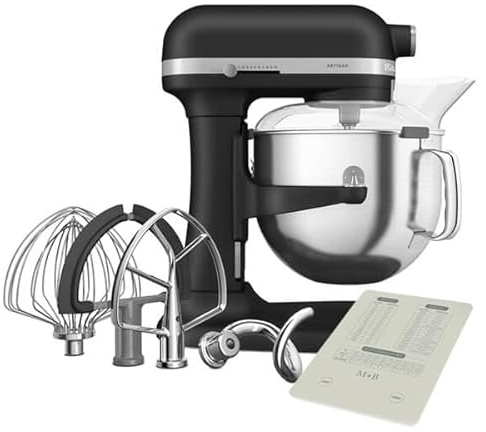 KitchenAid Artisan Cast Iron Black 6.6L Bowl Lift Food Mixer With FREE Gift