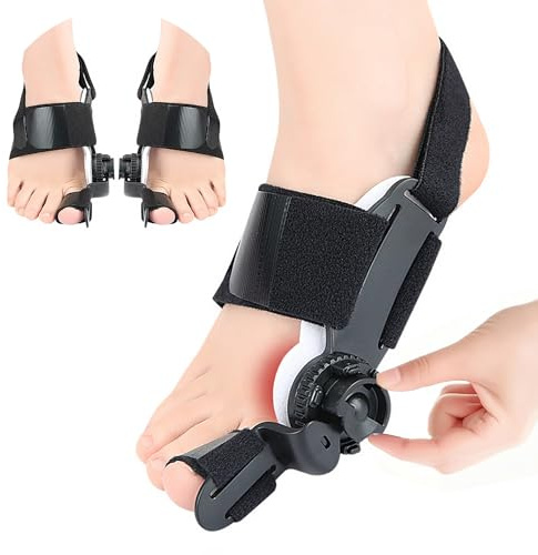 Bunion Corrector Big Toe Straightener for Women & Men, Orthopedic Bunions Correction with Non Slip Separators Adjustable Hallux Valgus Corrector Suitable for Left/Right Feet, 2PCS (Black)