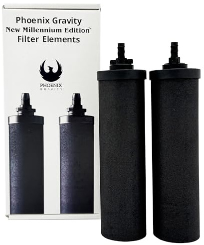 Berkey Éléments filtrants à eau Phoenix Gravity New Millennium Edition (lot de 2) - Remplacement approuvé par NMCL au lieu de Black Berkey Elements BB9-2 | Approuvés par NMCL, Pour Systèmes d'Eau Berkey