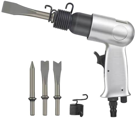 SHINEOFI Martello Pneumatico per Lavori Pesanti Set di Scalpelli Pneumatici in Lega di Alluminio Cambio Scalpello Efficiente e Pressione Regolabile per Sbavatura Rimozione Ruggine