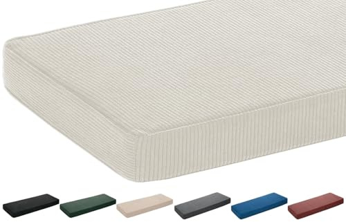 moismk Bankauflage Sitzkissen 5 cm dick, Waschbar & rutschfest - 120x40 100x40 150x50 160x40 80x40 cm - Aus Cord für Bank, Fensterbank, Gartenmöbel und Terrasse(Beige,100x30cm x5cm Thick)