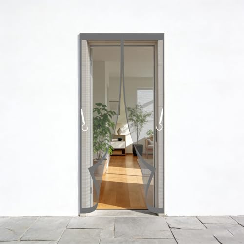 Zanzariera con Magneti per Porte 105 x 220 cm Facile da Installare Chiusura Automatica Anti Zanzare con Calamita Zanzariere Magnetiche per Porte Finestre Soggiorno, Grigio