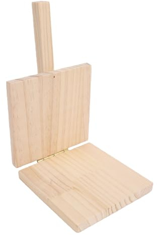 Fockety Tortillapress, manuellt degplattningsverktyg med ergonomiskt handtag, massiv träkonstruktion, robust tortillamaskin för hemmakök, bageri, restaurangbruk, hemlagade tortillas, (Fyrkant)