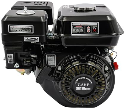 Motor de gasolina, motor de motocicleta de 7,5 HP, motor de 4 tiempos, 212 CC, adecuado para cortacésped y tractores de césped, refrigeración por aire, velocidad de rotación 3600 rpm, diámetro del eje
