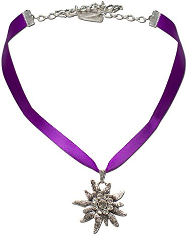 Alpenflüstern Satin-Trachtenkette Strass-Edelweiß - Damen-Trachtenschmuck Dirndlkette in traditionellen Farben DHK115