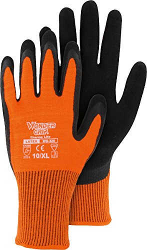 Wondergrip - Thermo Lite - WG-320O Safety Gloves - Double Latex Coating - Cold Protection - High Grip - Insulated & Ergonomic Fit - For Wet and Dry Conditions - Orange - Small