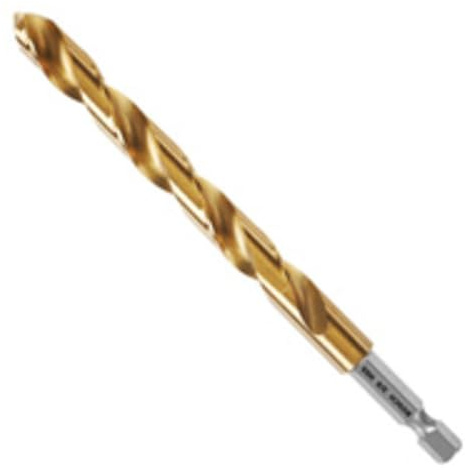 BOSCH TI2151IM 1-Piece 3/8 In. x 5 In. Titanium Nitride Coated Metal Drill Bit Impact Toughwith Impact-Rated Hex Shank for Applications in Heavy-Gauge Carbon Steels, Light Gauge Metal, Hardwood