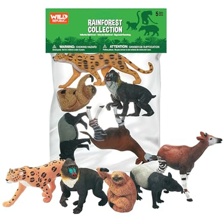 Wild Republic Polybag Rainforest, Five Species of Rainforest Animals, Gift for Kids, Great for Interactive Play