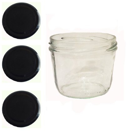 20 Sturzgläser 230 ml Marmeladengläser Einmachgläser Einweckgläser To 82 Schwarz