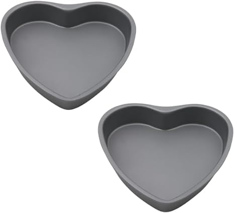Prima Set Of 2 Heart Shaped Cake Tins, Romantic Grey Heart Shape, Non Stick Carbon Steel Bake Pan, Ideal For Cakes, Cheesecakes & Loaves, Black