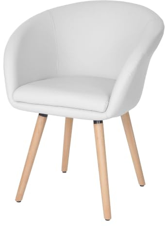 Mendler Esszimmerstuhl Malmö T633 - Kunstleder, weiß | Stuhl, Küchenstuhl, Retro, 50er Jahre Design