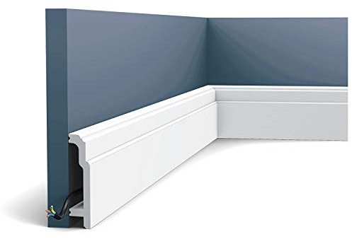 Orac Plinthe SX155 200 cm x 10,8 cm x 2,5 cm Polystyrène extrudé (HDPS) classique arrondi avec passage de câble prétraité