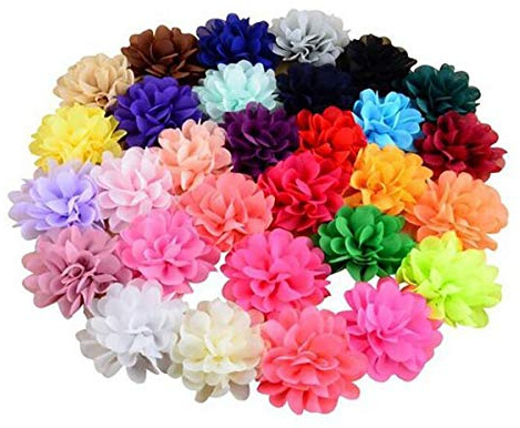 30 st 10 cm (4 tum) 30 enfärgade handgjorda chiffongblommor för kvinnor gör-det-själv blomma pannband dekorativa bröllopsblommor
