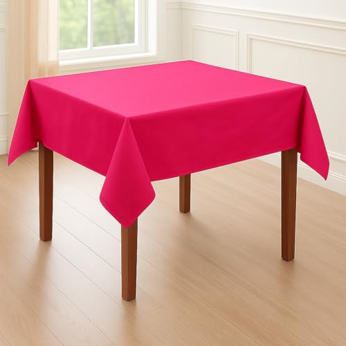 Hans-Textil-Shop Tischdecke Pink 80×80 Baumwolle – Uni Tischtuch quadratisch, pflegeleicht & bügelfest, handgefertigte Baumwoll Tischdecke mit 4-Seiten-Saum für Küche, Esszimmer & Deko