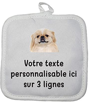 Manique Gant de Cuisine Pictogramme Pekinois avec Texte Personnalisable