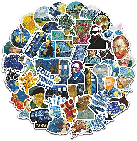 magi gift Vincent Van Gogh Sticker Pack of 50 Stickers Van Gogh Abstract Art Decals for Laptops Hydro Flasks Water Bottles Luggage