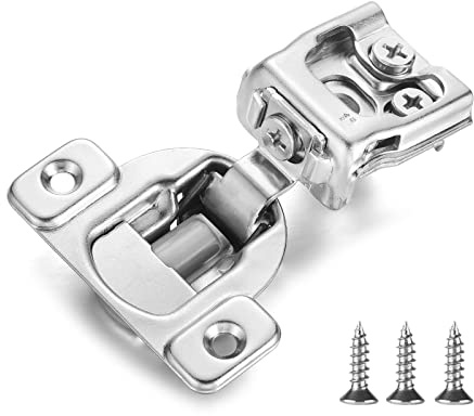 Vallecloud (4 Pack) 1 Inch Overlay Soft Close Cabinet Hinges, Kitchen Concealed Hinges for Face Frame Door, European Hinges with Brushed Nickel