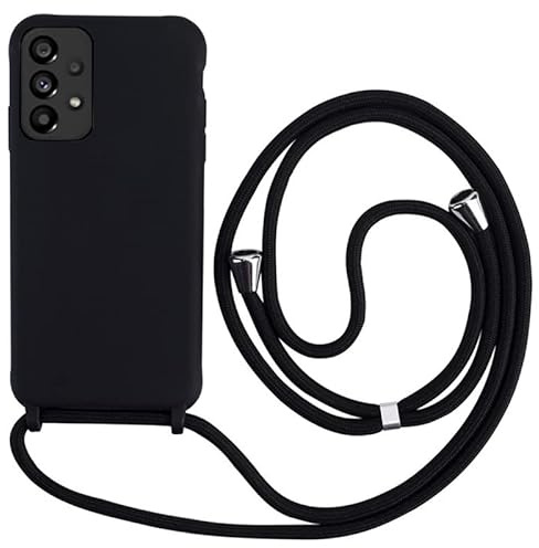 Keteen Handyband Hülle für Samsung Galaxy A53 5G Handyhülle mit Band, Slim Silikon Schutzhülle mit Abnehmbar Kordel, Stossfest Bumper Cover zum Umhängen Necklace Case für Samsung A53 5G - Schwarz