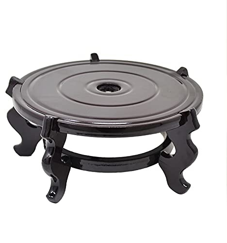 Feng Shui Chinese Wooden Fishbowl Planter Display Stand (12 Inch)