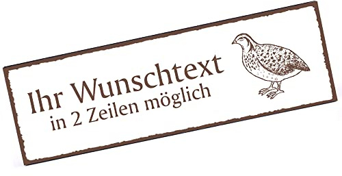 Türschild Wachtel Namensschild personalisiert mit Gravur- 150mm x 50mm - selbstklebend