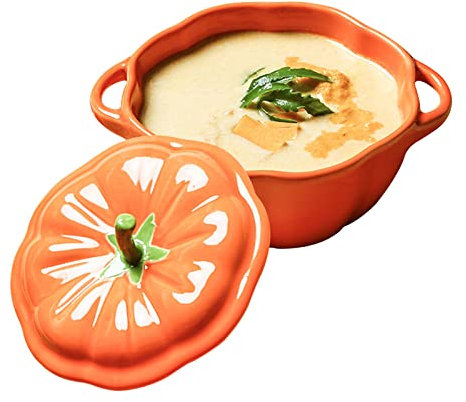 Ciotola for Insalata, Scodelle for Zuppa, Ciotole for Pasta Grandi In Ceramica Colorate, Piatti for Insalata In Ceramica, Piatto Fondo Grande for Microonde Set for Cena-Zucca Arancione-Piatto Da 9 Pol