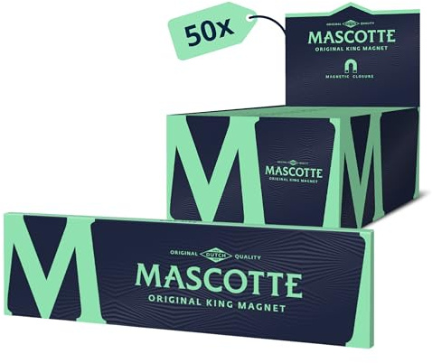 Mascotte® Original King Magnet 34 x 50 Heftchen | Long Papers Zigarettenpapier | Gleichmäßig brennende Drehpapier mit Magnetverschluss | 1700 Blättchen