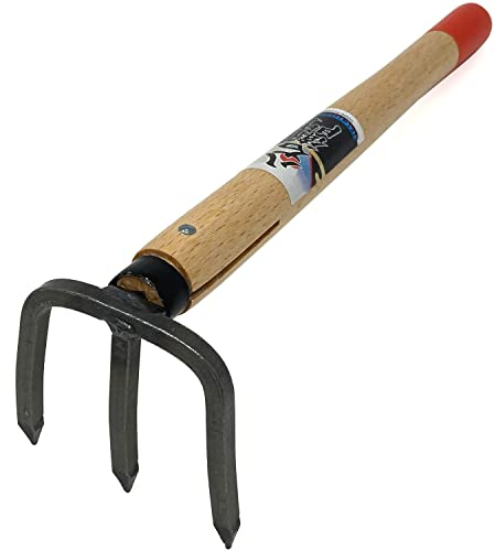 HACHIEMON Japanese Craftsmanship Garden Tool Hand Cultivator Rake Tiller Tool - Durable and Lightweight