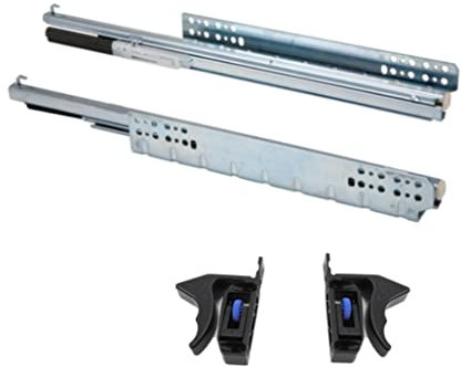 AZERODESIGN -Juego Guia Puerta Corredera -Rieles Para Cajones-Guia Cajones Para Cocina -Extraccion Total Con Sistema de Auto Frenado Cierre Silencioso Aguante de Peso de 35Kg (300mm)