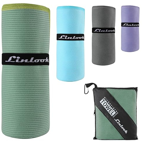 Linlook Mikrofaser Handtuch Groß 180x80cm- Kompakt Schnelltrocknend Sporthandtuch, Strandhandtuch, Reisehandtuch und Badetüch für Sport Travel Yoga Camping Beach Gym (Grün, 180x80cm)