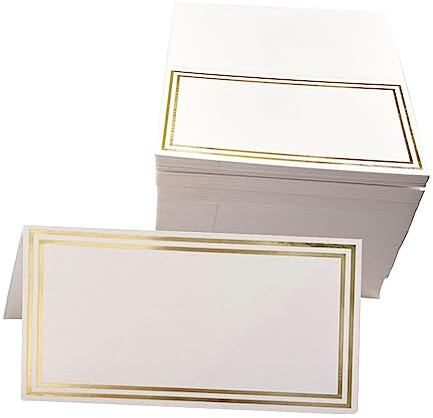 JIHUOO 50 Stück Tischkarten Tischkarten Tischkarte Namenskarten Party Sitzkarten Hochzeit Tisch Nummer Karten Tischplatte Namensschilder Tischgedeck Karten Golden