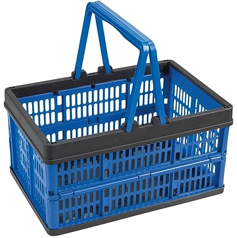 Novaliv Boîte de rangement pliable bleue 16 l avec anses - Panier à provisions polyvalent - Boîte de rangement pratique