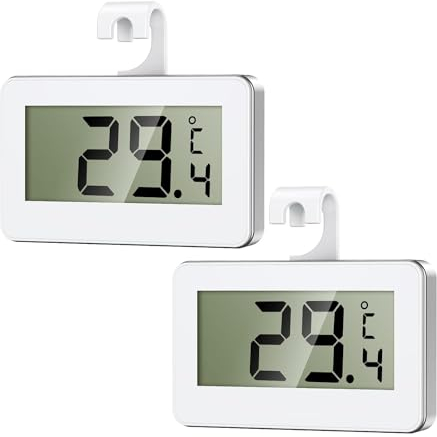 Ankilo Termometro per Frigorifero, Termometro per Interni per Congelatore 2 Pezzi con Display LCD di Facile Lettura, Mini Termometro per Casa, Ristoranti, Cucina