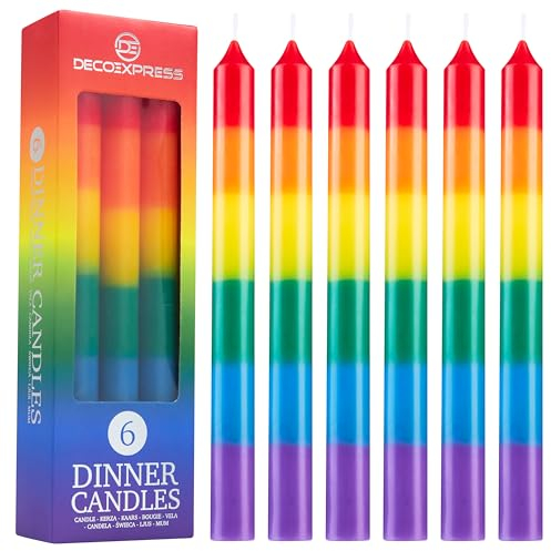 DECO EXPRESS Stabkerzen Set 6er, 10, 15 oder 50er, Lange Brenndauer bis zu 8 Std, Geruchslos (Mehrfarbig, 6er-Set)