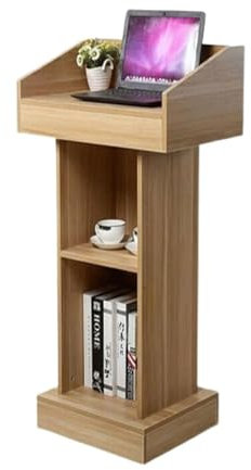 Roedax Rednerpult Modernes Rednerpult aus Holz, rutschfest, mit offenem Stauraum, Stehpult, Konferenztisch, Laptop-Schreibtisch, einfacher Podiumsständer Mode