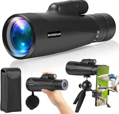 Zoom-monokulärt teleskop, högeffekt monokulärt teleskop för smartphones med stativ, HD-monokulär för vuxna (svart)