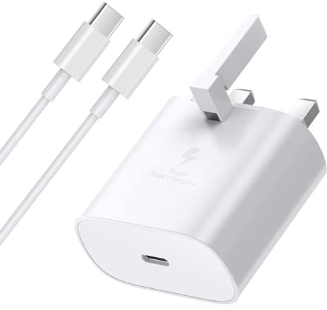 Samsung Phone Fast Charger Plug and Cable 1M for Samsung Galaxy S26 S25 S24 S23 S22 S21 S20 A56 A55 A54 A53 A36 A35 A34 A33 A32 A17 A16 A26 A25 A40 A70 A71, USB Type C Lead 1M with USBC Charging Plug