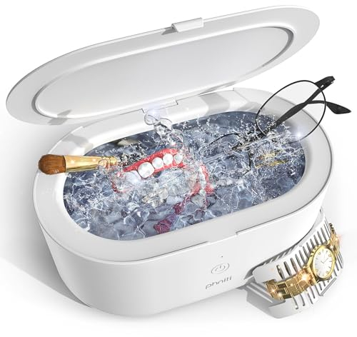 Ultrasonic Cleaner, Phniti Ultrasonic Jewellery Cleaner Machine 600ML with Timer, 46KHz Sonic Cleaner for Retainer, Mouth Guard, Glasses, Watch, Ring, Diamond, Denture Use