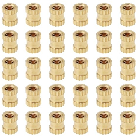 EMSea 200 Stück Gewindeeinsätze für 3D-Drucker M2 X 4 X 3,5 mm Gewinde Rändelmuttern aus Messing für 3D-Drucker Elektrische Formmaschinen Einbettungsmuttern aus Messing Gold