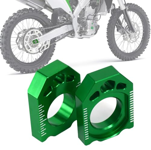 Régulateur de Tension de Chaîne CNC Essieu Arrière Moto KX250 KX450 Vert | Réglage Chaîne, Montage Essieu Arrière, Aluminium CNC, Compatible avec KX250 KX450 KX250F KLX450R