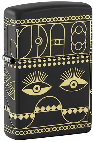 Zippo - Briquet Tempête, Motif Arc Déco, Noir Mat, Gravure Laser, Rechargeable, Réutilisable, Résistant Au Vent, Coffret Cadeau, Fabriqué Aux États-Unis