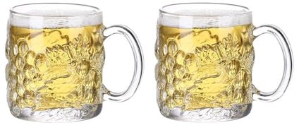 BYPIAOERZ Bierkrüge aus Glas Bierkrüge, Biergläser mit Henkel, Klassische Bierkruggläser, große Trinkbecher für Tee, Kaffee, 2er-Set