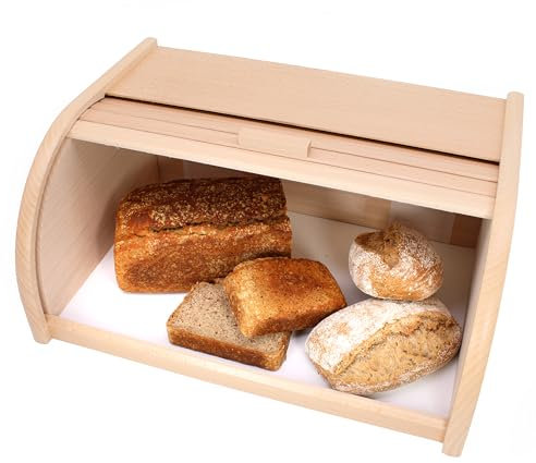 DEKOLANDO Brotkasten Holz zum Brot aufbewahren Rollbrotkasten Brotaufbewahrung Brotbox Brotaufbewahrungsbox Brotbehälter Brotkiste