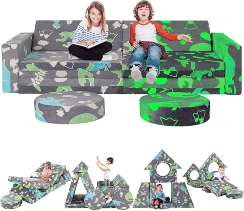 Spielsofa für Kinder, Modulares Kinder Sofa Couch, Vielseitige über 500 Frei Baubare DIY-Festungen zum Spielen,Kreativität,Schlafen, Abnehmbar Spielsofa für Kinder für Spielzimmer,Schlafzimmer Möbel