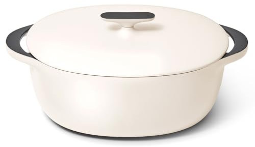 Caraway Horno holandés de hierro fundido esmaltado, horno holandés de 8 cuartos con tapa, revestimiento esmaltado de 3 capas, no requiere condimento, compatible con todas las estufas, apto para horno