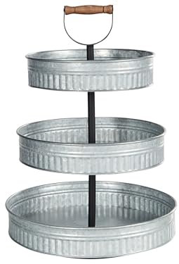 Soporte para tartas elegante de 3 pisos de hieero bandeja decorativa para servir tallado plateado Kouign