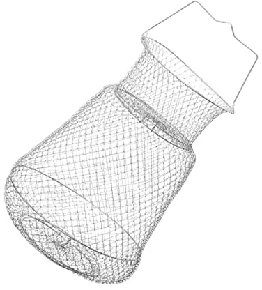 Faltbares Fischernetz 1 Stück, aus Eisendraht, Verzinkt, 72cm | Großes Fangnetz mit 1,5cm Maschenweite, Silberne Oberfläche, Leicht und Tragbar