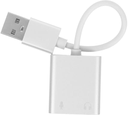 Adaptateur Audio Microphone pour Ordinateur, Carte Son Externe USB | Alliage D'aluminium et Plastique, Prise Casque et Micro, Plug And Play, pour Ordinateur et Smartphone